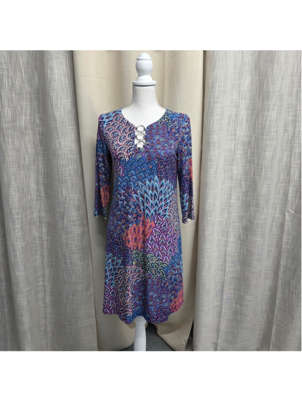 MSK Petite Paisley Tunic MP Psychedelic Whimsical Groovy Boho-chic Retro
